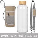 48 oz Sports Borosilicate Glass Water Bottle with Bamboo Lid with Neoprene Sleeve - Image 3