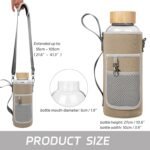 48 oz Sports Borosilicate Glass Water Bottle with Bamboo Lid with Neoprene Sleeve - Image 4