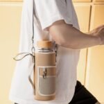 48 oz Sports Borosilicate Glass Water Bottle with Bamboo Lid with Neoprene Sleeve - Image 5