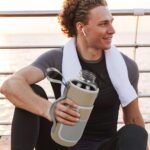 48 oz Sports Borosilicate Glass Water Bottle with Bamboo Lid with Neoprene Sleeve - Image 6