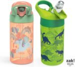 Zak Designs 16oz Riverside Kids Water Bottle with Spout Cover and Built-in Carrying Loop, Made of Durable Plastic, Leak-Proof Water Bottle Design for Travel (Unicorn & Dino Camo, Pack of 2) - Image 6