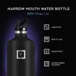 IRON °FLASK Camping & Hiking Hydration Flask with Straw, BPA-Free Insulated Stainless Steel Sports Water Bottle - 64 oz Fire - Image 3