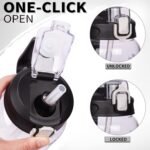 64 oz Motivational Glass Water Bottle with Straw & Time Marker Half Gallon Large Reusable Water Jug BPA-free Borosilicate Drinking Bottle with Flip Top & Sleeve for Infused Water Wide Mouth - Image 4