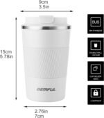 GEMFUL To Go Coffee Mug with Lid 13 oz Insulated Coffee Cups Spill Proof Travel Tumbler Leak Proof Vacuum Stainless Steel Reusable for Hot Cold Drinks Women Men (White) - Image 3