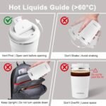 GEMFUL To Go Coffee Mug with Lid 13 oz Insulated Coffee Cups Spill Proof Travel Tumbler Leak Proof Vacuum Stainless Steel Reusable for Hot Cold Drinks Women Men (White) - Image 4