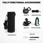 Insulated Water Bottle 20 oz, Triple Wall Vacuum Stainless Steel (Cold for 48 Hrs), Leak Proof & Non-BPA, Kids Water Bottle Jug for School with Straw Spout Lids, Dark Green - Image 7