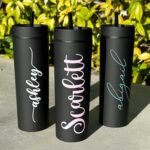Personalized Skinny Tumbler with Name - Custom 20 oz Insulated Stainless Steel Cup with Straw & Lid - Choose Your Font & Color - Drinkware for Women, Bridesmaids, Birthdays - Image 5