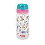 Nuby 2-Pack Kid’s Printed Flip-it Active Water Bottle with Push Button Cap and Soft Straw - 18oz / 540ml, 18+ Months, 2-Pack, Unicorns/Sweet Treats - Image 4