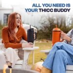 Thicc Buddy - 40 oz Stainless Steel Vacuum Insulated Tumbler with Lid and Straw for Water - Travel Mug Cupholder Friendly - Gifts for Women Men Him Her - Image 9