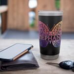 Watercolor Butterfly Travel Mug Personalized Name Stephanie Stainless Steel Insulated Tumbler - Image 7