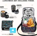 Lunch Box Set with Bento Box Container, 17OZ Stainless Steel Food Soup Thermo, Kids Water Bottle & Portable Insulated Lunch Bag – Leakproof, Hot/Cold Retention for School, Travel (Black-Game) - Image 3