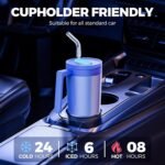 40oz Tumbler with Handle and Straw & Handle - Vacuum Insulated Cup, Leakproof Vacuum Cup for Travel/Gym/Office/Car, Keeps Cold 24 Hours, Includes Tea Filter (304 Steel, Gift Ready) (Blue Flower) - Image 5