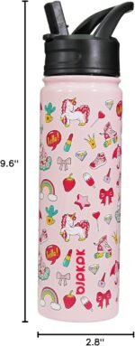 BJPKPK Insulated Water Bottle with Straw Lid, 22 oz Stainless Steel Metal Water Bottles, Reusable Leak Proof BPA Free Water Bottles, Cups, Thermo, Unicorn - Image 4