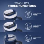 Cup with Lid and Straw, Tumbler with Handle, Travel Mugs, Stainless Steel Cup, Insulated Water Bottle, Insulated Travel Coffee Mugs, Cup with Straw, Coffee Mugs with Lids (NAVY BLUE, 40 OZ) - Image 3