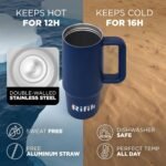 Cup with Lid and Straw, Tumbler with Handle, Travel Mugs, Stainless Steel Cup, Insulated Water Bottle, Insulated Travel Coffee Mugs, Cup with Straw, Coffee Mugs with Lids (NAVY BLUE, 40 OZ) - Image 4