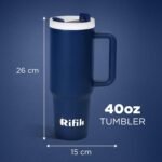 Cup with Lid and Straw, Tumbler with Handle, Travel Mugs, Stainless Steel Cup, Insulated Water Bottle, Insulated Travel Coffee Mugs, Cup with Straw, Coffee Mugs with Lids (NAVY BLUE, 40 OZ) - Image 8