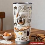 Love Baking - Personalized Baking Tumbler Custom Name Baker Coffee Mug Pastry Chef Gift Baking Enthusiast Travel Cup Insulated Tumbler For Mom Kitchen Decor Birthday Present For Her - Image 3