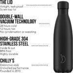 Chilly's Aqua Bottle - Stainless Steel and Reusable - Leak Proof, Sweat Free - All Black - 750ml - Image 4