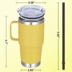 20 oz Stainless Steel Tumbler with Handle Bulk Metal Insulated Tumblers Travel Coffee Mug with Handle Double Wall Tumbler Cup with Lid and Straw, Yellow 6 Pack - Image 5