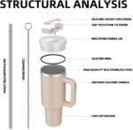 MURRICON 40 oz Tumbler with Handle and Straw,Reusable Vacuum Quencher Tumbler with Lid,Stainless Steel Insulated Travel Mug,for Coffee and Beverages(Rose Quartz) - Image 4