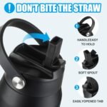 OLDLEY kids Water Bottle - 18oz Insulated Stainless Steel - Wide Straw Lid, Non Spill, Leakproof, Kids Water Bottle for School,Space Dinosaur - Image 3