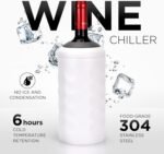 Premium Wine Chiller - 750ml Stainless Steel Wine Bottle Cooler, Vacuum Insulated & Double-Walled - Keeps Wine Cold for 6+ Hours - Champagne Chiller Sleeve for Most Bottles - White - Image 3