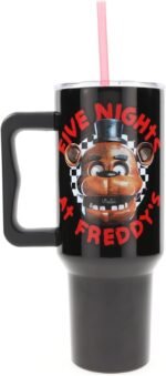 Five Nights At Freddy's Freddy Checkerboard Stainless Steel Travel Tumbler With Leak-Resistant Lid and Reusable Straw | Holds 40 Ounces - Image 3