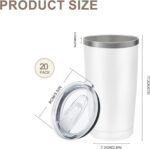 YOUKE OLA 20 Pack Stainless Steel Tumbler Bulk Insulated Vacuum Travel Mug Powder Coated Coffee Mug Gift for Laser Engrave, 20oz White - Image 3