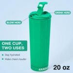 20 oz Cup with Horn - The Perfect Tumbler for Sports Fans - Reusable Water Bottle Ideal for Cheering at Game day, Tailgating, World Cup, Party, Celebration. (Green) - Image 3