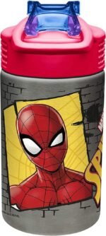 Zak Designs Stainless Steel One Hand Operation Lid and Built-in Carrying Loop Water Bottle with Straw Spout is Perfect for Kids (15.5 oz, BPA Free), 1 Count (Pack of 1), Marvel Comics Spider-Man - Image 7