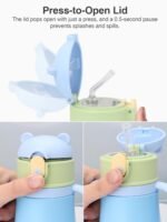 12oz Kids Insulated Water Bottle Double-Wall Vacuum Kids Water Bottle with Hygiene Silicone Straw Blowout-Proof Lid Insulated No BPA Durable Stainless Steel - Image 3