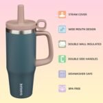 BJPKPK 32oz Stainless Steel Insulated Tumbler with Handle and Straw Travel Coffee Mug Thermal Cups with Lid,Navy Blue - Image 3