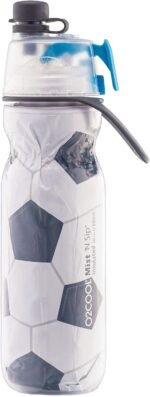 O2COOL Mist 'N Sip Misting Water Bottle 2-in-1 Mist And Sip Function With No Leak Pull Top Spout Reusable Sports Water Bottle - 20 oz (Soccer) - Image 3