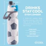 O2COOL Mist 'N Sip Misting Water Bottle 2-in-1 Mist And Sip Function With No Leak Pull Top Spout Reusable Sports Water Bottle - 20 oz (Soccer) - Image 4