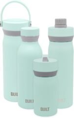 BUILT Cascade Double Wall Vacuum Insulated Stainless Steel Wide Mouth Water Bottle with Comfort Grip and Straw Lid and Carry Handle, 12 Ounces - Image 4