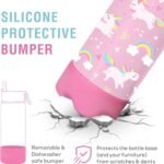 CHILLOUT LIFE 17 oz Kids Insulated Water Bottle for School with Straw Lid Leakproof and Cute Waterproof Stickers, Personalized Stainless Steel Thermos Flask Metal Water Bottle, Pink Unicorn - Image 4
