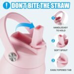 OLDLEY kids Water Bottle - 18oz Insulated Stainless Steel - Wide Straw Lid, Non Spill, Leakproof, Kids Water Bottle for School,Mermaid - Image 3