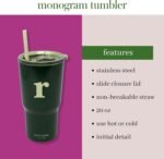 kate spade new york 20 Ounce Insulated Initial Tumbler for Cold and Hot Drinks with Reusable Straw, Stainless Steel Travel Cup with Slide Top Lid (R) - Image 3