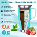 30 oz Stainless Steel Tumbler with Handle, Double Wall Vacuum Insulated Coffee Mug Tumbler with Lid and Straw, Thermal Cup for Cold and Hot (Mint Green) - Image 4