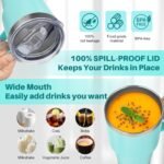 30 oz Stainless Steel Tumbler with Handle, Double Wall Vacuum Insulated Coffee Mug Tumbler with Lid and Straw, Thermal Cup for Cold and Hot (Mint Green) - Image 5