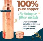 Copper Water Bottle (34oz/1000ml) w/a Carrying Canvas Bag | 100% Pure Copper Bottle for Drinking Water | Lab-Tested, Heavy Duty & Leak-Proof | Authentic Ayurvedic Copper Water Bottle - Image 4
