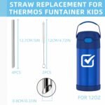 Replacement Metal Straws for THERMOS FUNtainer 12 Ounce Insulated Kids Water Bottle, Reusable Stainless Steel Straws, Compatible with THERMOS FUNTAINER 12OZ(4 Pcs + 2 Pcs Cleaning Brush) - Image 3