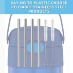 Replacement Metal Straws for THERMOS FUNtainer 12 Ounce Insulated Kids Water Bottle, Reusable Stainless Steel Straws, Compatible with THERMOS FUNTAINER 12OZ(4 Pcs + 2 Pcs Cleaning Brush) - Image 6