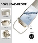 TKK 24 oz Ceramic Coated Tumbler with Straw Lid, 18/10 Stainless Steel Vacuum Leakproof Double Walled Car Cup with Handle & Tea Infuser& Dishwasher Safe, for Hot & Cold Drinks,Porcelain White - Image 4