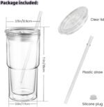 18 oz Acrylic Snow Globe Cups, Plastic Snowglobe Tumbler Cups Pre-Drilled with Silicone Plug, Double Wall Tumblers with Lids and Straws for Glitter DIY, 4 Pack or 8 Pack, Bulk - Image 3