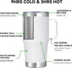20 oz Stainless Steel Tumbler with Handle Bulk Metal Insulated Tumblers Travel Coffee Mug with Handle Double Wall Tumbler Cup with Lid and Straw, White 12 Pack - Image 3