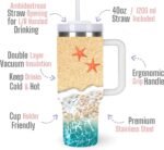 momocici 40oz Beach Tumbler with Handle Gifts for Women.Beach Lover Cups Tumbler Gifts for Women.40 oz Birthday Christmas Beach Cup Tumblers for beaches lover. - Image 3