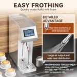 Commercial Milk Frother 2KW, Automatic Stainless Steel Steam Frother with Touch Control LED Display, 6 Temp Settings, External Water Bottle Compatible for Coffee Tea Shop (110-120V) - Image 5