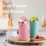 12 oz Small Tumbler with Straw- Stainless Steel Insulated Water Tumbler Cup for Women, Leak Proof Lid, Straw Brushes (Glitter RoseGold) - Image 3