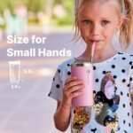 12 oz Small Tumbler with Straw- Stainless Steel Insulated Water Tumbler Cup for Women, Leak Proof Lid, Straw Brushes (Glitter RoseGold) - Image 4